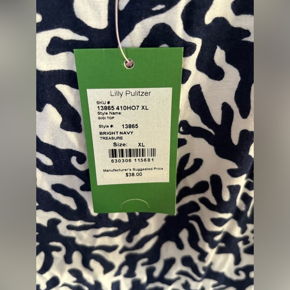 NWT Lilly Pulitzer Gigi V-Neck Tank Bright Navy Treasure Size XL - Picture 4 of 6